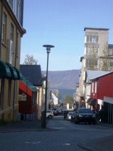 Street scene with view