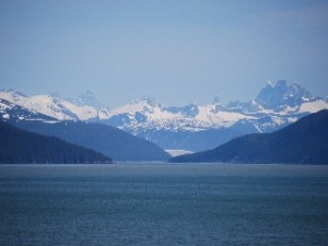 View that includes a glacier peaking through